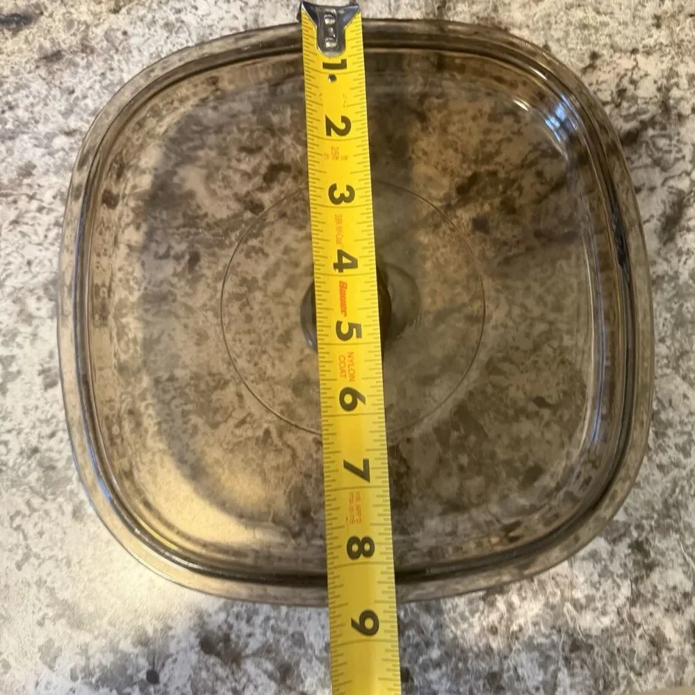 PYREX A-9-C Amber 8.5” Square Glass Replacement Lid Only 0082